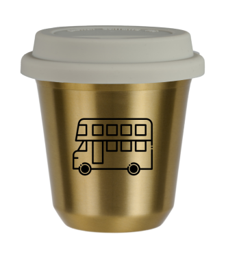 Tasse 80 ml OR "Bus (noir)", avec couvercle blanc Tasse 80 ml OR "Bus (noir)", avec couvercle blanc