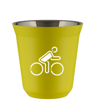 Tasse 80 ml JAUNE "Cycliste aux couleurs britanniques (blanc)" Tasse 80 ml JAUNE "Cycliste aux couleurs britanniques (blanc)"