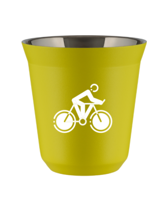 Tasse 80 ml JAUNE "Cyclisme 2 (blanc)" Tasse 80 ml JAUNE "Cyclisme 2 (blanc)"