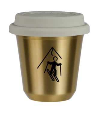 Tasse 80 ml OR "Ski", avec couvercle blanc Tasse 80 ml OR "Ski", avec couvercle blanc