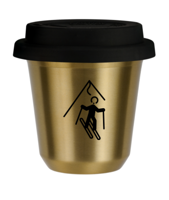 Tasse 80 ml OR "Ski (noir)", avec couvercle noir Tasse 80 ml OR "Ski (noir)", avec couvercle noir
