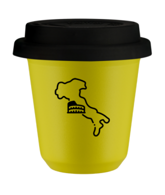 Tasse 80 ml JAUNE "Italie", avec couvercle noir Tasse 80 ml JAUNE "Italie", avec couvercle noir