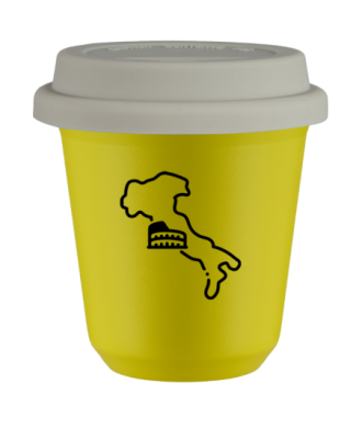 Tasse 80 ml JAUNE "Italie", avec couvercle blanc Tasse 80 ml JAUNE "Italie", avec couvercle blanc