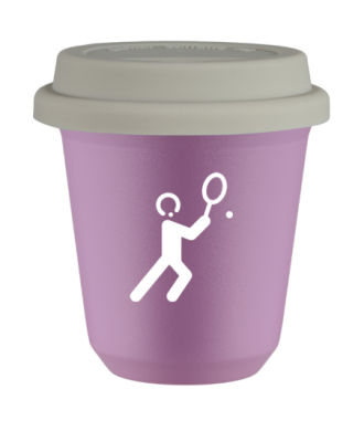 Tasse 80 ml LILAS "Tennis 1 (blanc)", avec couvercle blanc Tasse 80 ml LILAS "Tennis 1 (blanc)", avec couvercle blanc