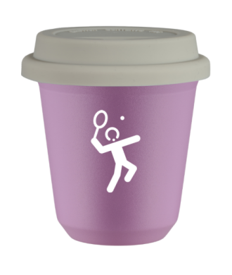 Tasse 80 ml LILAS "Tennis 2 (blanc)", avec couvercle blanc Tasse 80 ml LILAS "Tennis 2 (blanc)", avec couvercle blanc