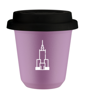 Tasse 80 ml LILAS "Pałac kultury i nauki (blanc)", avec couvercle noir Tasse 80 ml LILAS "Pałac kultury i nauki (blanc)", avec couvercle noir