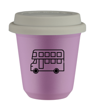 Tasse 80 ml LILAS "Bus (noir)", avec couvercle blanc Tasse 80 ml LILAS "Bus (noir)", avec couvercle blanc