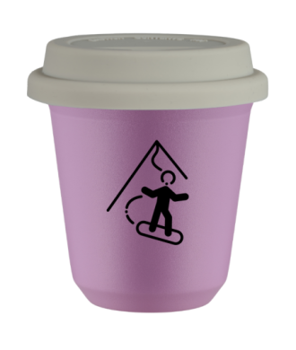 Tasse 80 ml LILAS "Snowboard (noir)", avec couvercle blanc Tasse 80 ml LILAS "Snowboard (noir)", avec couvercle blanc
