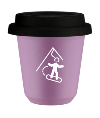 Tasse 80 ml LILAS "Snowboard (blanc)", avec couvercle noir Tasse 80 ml LILAS "Snowboard (blanc)", avec couvercle noir