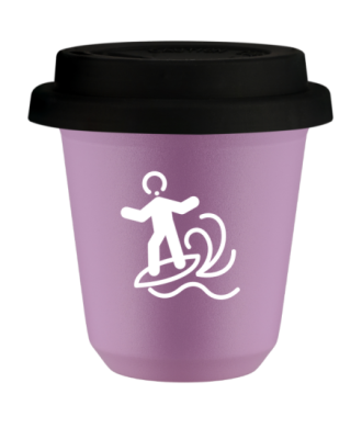 Tasse 80 ml LILAS "Planche à voile (blanc)", avec couvercle noir Tasse 80 ml LILAS "Planche à voile (blanc)", avec couvercle noir