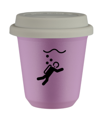 Tasse 80 ml LILAS "Plongée", avec couvercle blanc Tasse 80 ml LILAS "Plongée", avec couvercle blanc