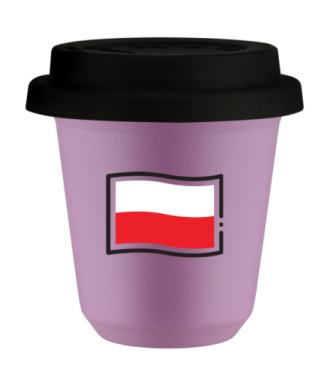Tasse 80 ml LILAS "Drapeau polonais (noir)", avec couvercle noir Tasse 80 ml LILAS "Drapeau polonais (noir)", avec couvercle noir