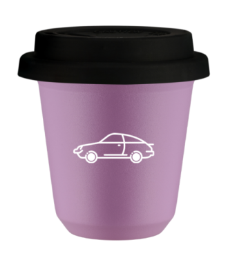 Tasse 80 ml LILAS "Voiture (blanc)", avec couvercle noir Tasse 80 ml LILAS "Voiture (blanc)", avec couvercle noir