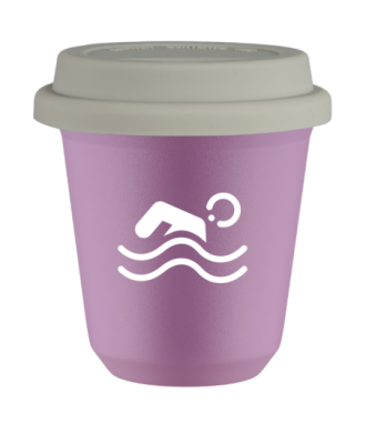 Tasse 80 ml LILAS "Natation (blanc)", avec couvercle blanc Tasse 80 ml LILAS "Natation (blanc)", avec couvercle blanc