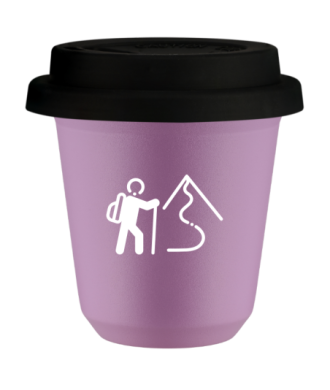 Tasse 80 ml LILAS "Escalade 2 (blanc)", avec couvercle noir Tasse 80 ml LILAS "Escalade 2 (blanc)", avec couvercle noir