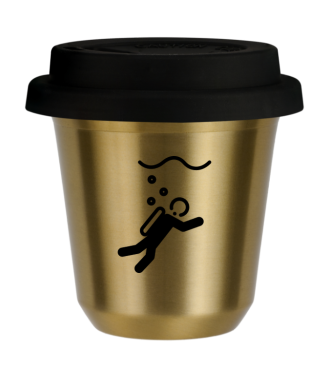 Tasse 80 ml OR "Plongée", avec couvercle noir Tasse 80 ml OR "Plongée", avec couvercle noir
