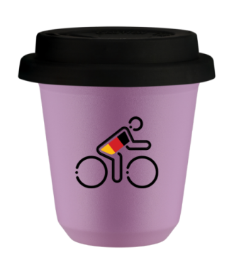 Tasse 80 ml LILAS "Cycliste aux couleurs allemandes", avec couvercle noir Tasse 80 ml LILAS "Cycliste aux couleurs allemandes", avec couvercle noir
