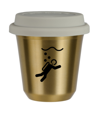 Tasse 80 ml OR "Plongée", avec couvercle blanc Tasse 80 ml OR "Plongée", avec couvercle blanc