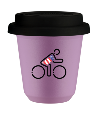Tasse 80 ml LILAS "Cycliste aux couleurs britanniques", avec couvercle noir Tasse 80 ml LILAS "Cycliste aux couleurs britanniques", avec couvercle noir