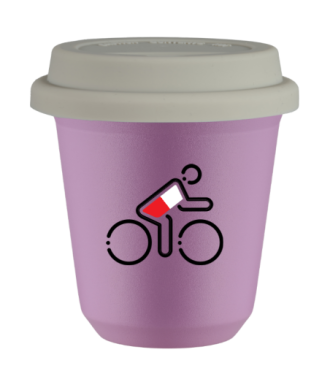 Tasse 80 ml LILAS "Cycliste aux couleurs polonaises", avec couvercle blanc Tasse 80 ml LILAS "Cycliste aux couleurs polonaises", avec couvercle blanc
