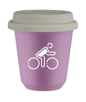 Tasse 80 ml LILAS "Cycliste aux couleurs polonaises (blanc)", avec couvercle blanc Tasse 80 ml LILAS "Cycliste aux couleurs polonaises (blanc)", avec couvercle blanc