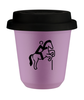 Tasse 80 ml LILAS "Équitation 1", avec couvercle noir Tasse 80 ml LILAS "Équitation 1", avec couvercle noir