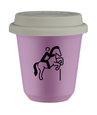 Tasse 80 ml LILAS "Équitation 1", avec couvercle blanc Tasse 80 ml LILAS "Équitation 1", avec couvercle blanc