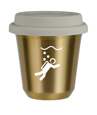 Tasse 80 ml OR "Plongée (blanc)", avec couvercle blanc Tasse 80 ml OR "Plongée (blanc)", avec couvercle blanc