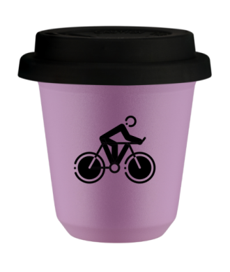Tasse 80 ml LILAS "Cyclisme 2 (noir)", avec couvercle noir Tasse 80 ml LILAS "Cyclisme 2 (noir)", avec couvercle noir