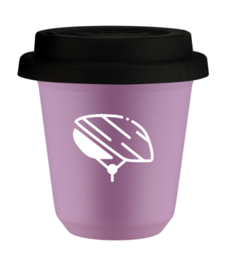 Tasse 80 ml LILAS "Casque (blanc)", avec couvercle noir Tasse 80 ml LILAS "Casque (blanc)", avec couvercle noir