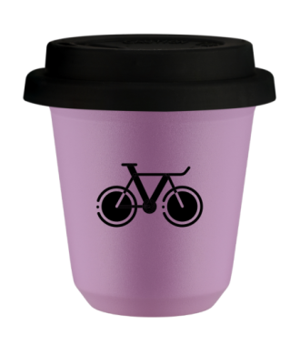 Tasse 80 ml LILAS "Vélo 1", avec couvercle noir Tasse 80 ml LILAS "Vélo 1", avec couvercle noir