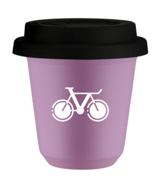 Tasse 80 ml LILAS "Vélo 1 (blanc)", avec couvercle noir Tasse 80 ml LILAS "Vélo 1 (blanc)", avec couvercle noir