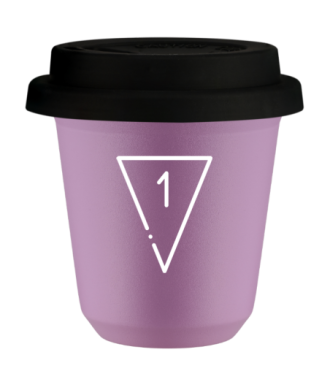 Tasse 80 ml LILAS "1 (blanc)", avec couvercle noir Tasse 80 ml LILAS "1 (blanc)", avec couvercle noir