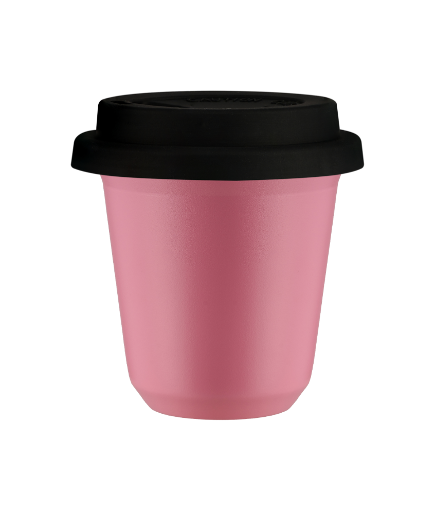 Tasse 80 ml ROSE, avec couvercle noir