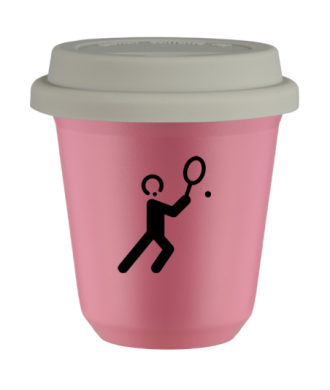 Tasse 80 ml ROSE "Tennis 1 (noir)", avec couvercle blanc Tasse 80 ml ROSE "Tennis 1 (noir)", avec couvercle blanc