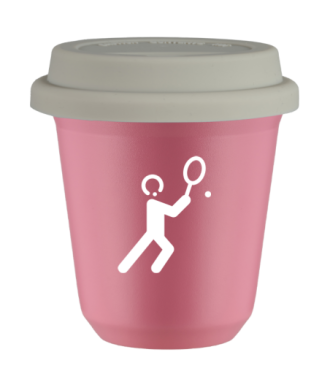 Tasse 80 ml ROSE "Tennis 1 (blanc)", avec couvercle blanc Tasse 80 ml ROSE "Tennis 1 (blanc)", avec couvercle blanc