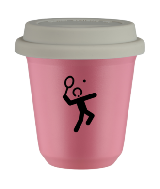 Tasse 80 ml ROSE "Tennis 2 (noir)", avec couvercle blanc Tasse 80 ml ROSE "Tennis 2 (noir)", avec couvercle blanc