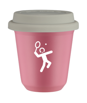 Tasse 80 ml ROSE "Tennis 2 (blanc)", avec couvercle blanc Tasse 80 ml ROSE "Tennis 2 (blanc)", avec couvercle blanc