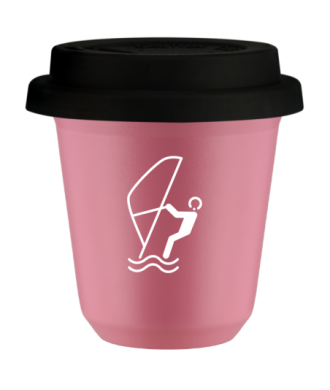 Tasse 80 ml ROSE "Sports nautiques (blanc)", avec couvercle noir Tasse 80 ml ROSE "Sports nautiques (blanc)", avec couvercle noir