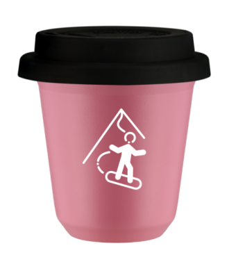 Tasse 80 ml ROSE "Snowboard (blanc)", avec couvercle noir Tasse 80 ml ROSE "Snowboard (blanc)", avec couvercle noir