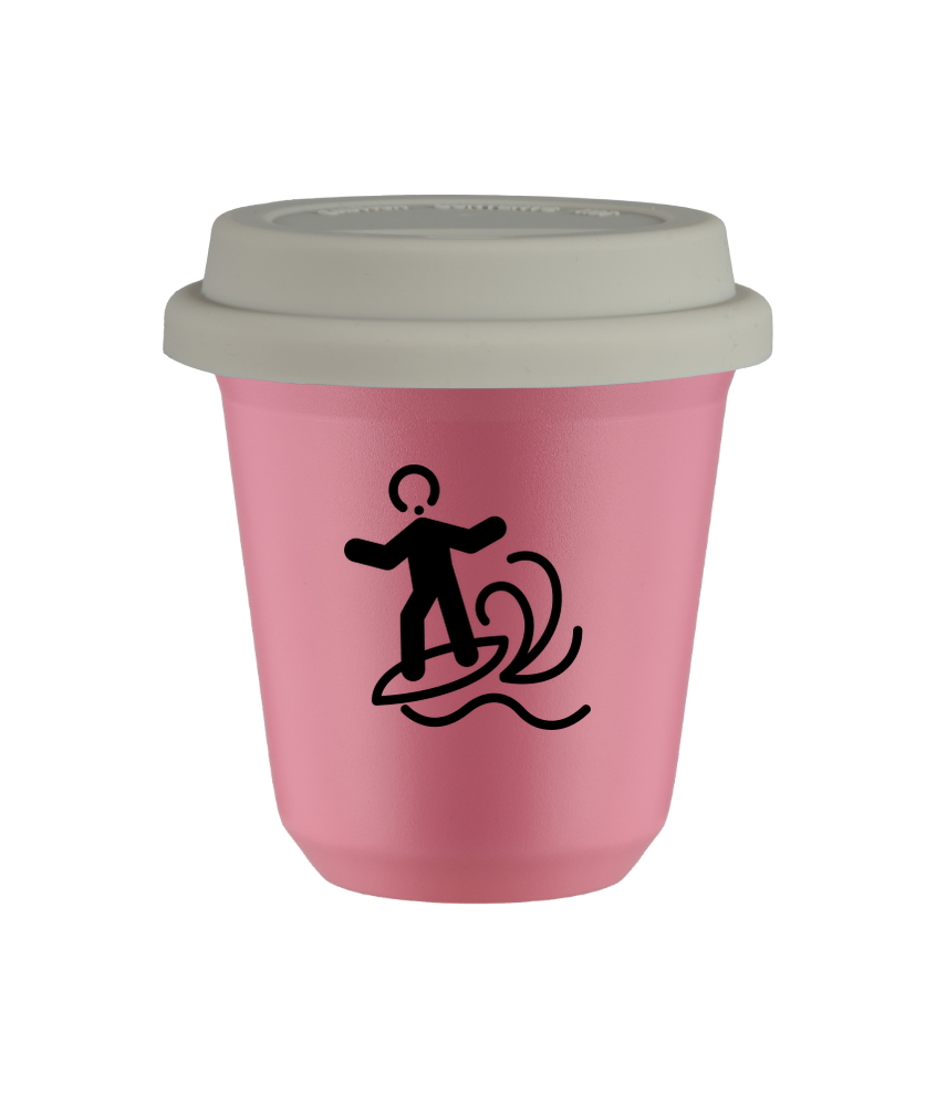 Tasse 80 ml ROSE "Planche à voile", avec couvercle blanc Tasse 80 ml ROSE "Planche à voile", avec couvercle blanc