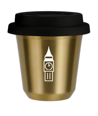 Tasse 80 ml OR "BIG BEN (blanc)", avec couvercle noir Tasse 80 ml OR "BIG BEN (blanc)", avec couvercle noir