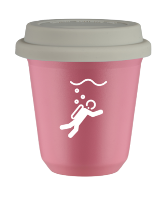 Tasse 80 ml ROSE "Plongée (blanc)", avec couvercle blanc Tasse 80 ml ROSE "Plongée (blanc)", avec couvercle blanc