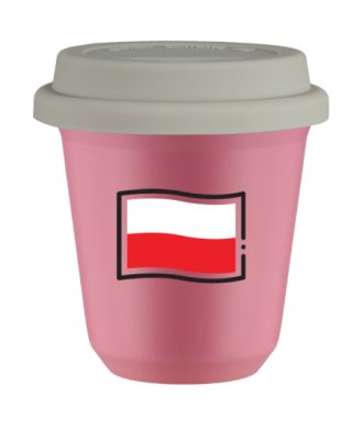 Tasse 80 ml ROSE "Drapeau polonais", avec couvercle blanc Tasse 80 ml ROSE "Drapeau polonais", avec couvercle blanc