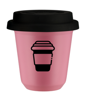 Tasse 80 ml ROSE, avec couvercle noir Tasse 80 ml ROSE, avec couvercle noir