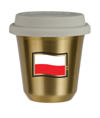 Tasse 80 ml OR "Drapeau polonais", avec couvercle blanc Tasse 80 ml OR "Drapeau polonais", avec couvercle blanc