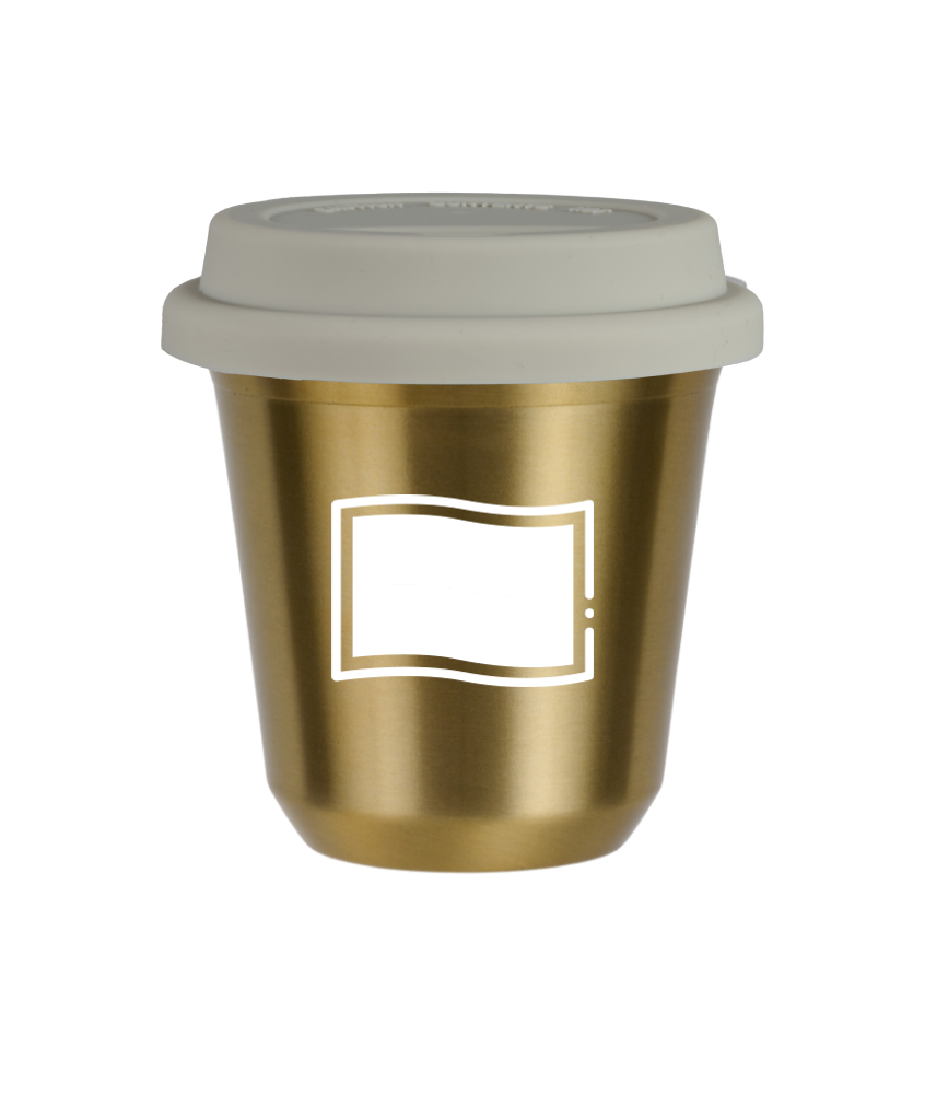 Tasse 80 ml OR "Drapeau polonais (blanc)", avec couvercle blanc