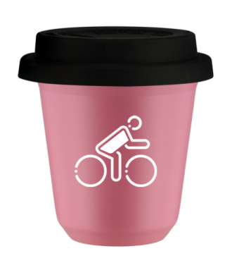 Tasse 80 ml ROSE "Cycliste aux couleurs allemandes (blanc)", avec couvercle noir Tasse 80 ml ROSE "Cycliste aux couleurs allemandes (blanc)", avec couvercle noir