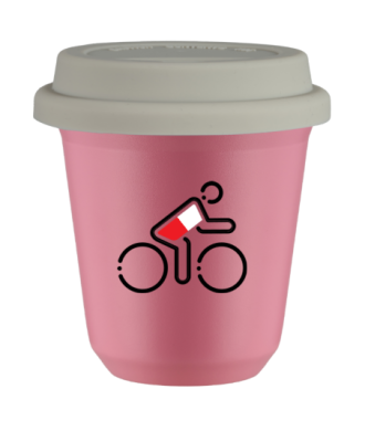 Tasse 80 ml ROSE "Cycliste aux couleurs polonaises", avec couvercle blanc Tasse 80 ml ROSE "Cycliste aux couleurs polonaises", avec couvercle blanc