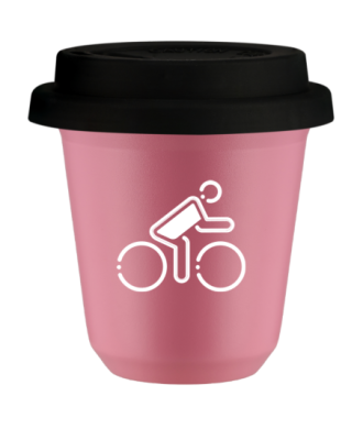 Tasse 80 ml ROSE "Cycliste aux couleurs polonaises (blanc)", avec couvercle noir Tasse 80 ml ROSE "Cycliste aux couleurs polonaises (blanc)", avec couvercle noir